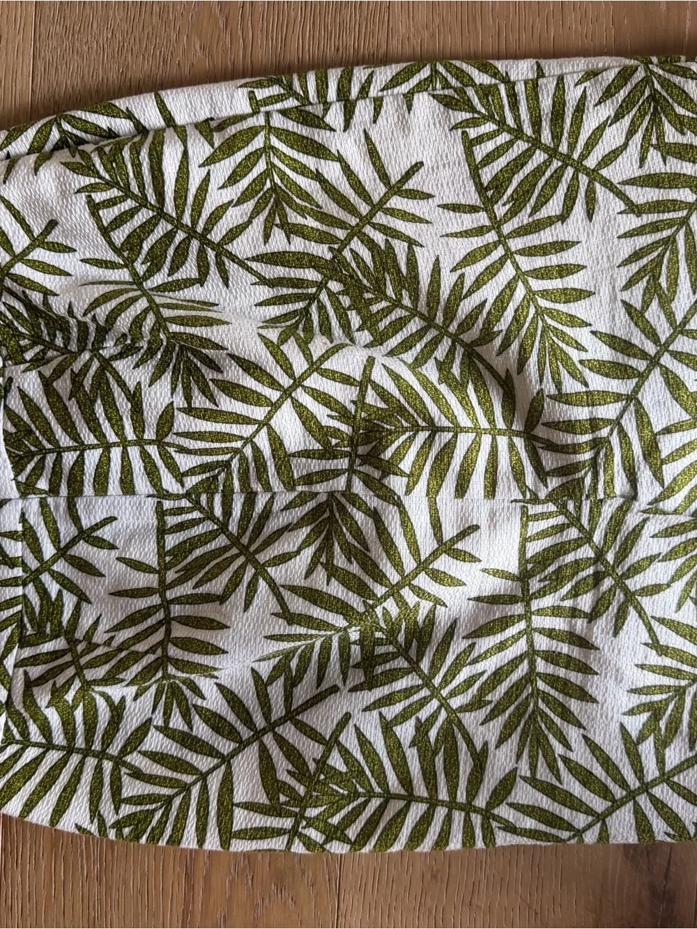 Ann Taylor White Pencil Skirt with Olive Green Palm Print